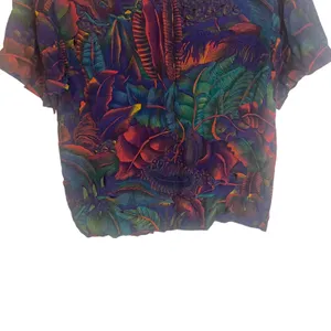 Karen Kane Vintage 90 Women Medium Dark Purple Tropical‎ Floral Blouse thumbnail 3