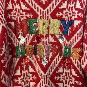 SOFT FUZZY Ugly CHRISTMAS SWEATER Holiday Time Embellished Colorful Sz‎ XL 16-18 thumbnail 2