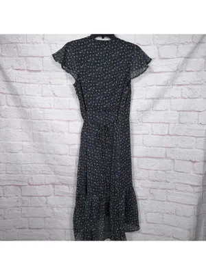 Abercrombie & Fitch Medium Flutter Sleeve Floral Wrap MIDI Dress thumbnail 8