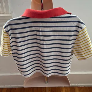 Wild Fable Striped colorblock cotton preppy cropped Polo with Red Collar, size S thumbnail 6