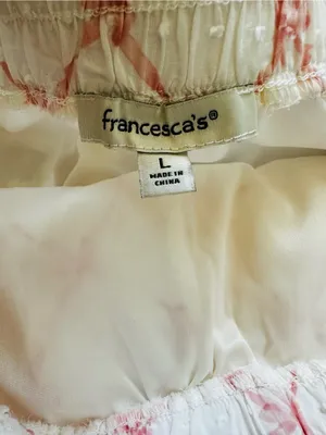 Francesca’s White & Pink Bow Print Ruffle Lace Trim Mini Skirt Feminine Cottage thumbnail 8