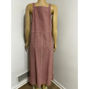 Mountain Lake Casuals Red Gingham Cotton Pinafore Overall Dress Womens Medium thumbnail 5