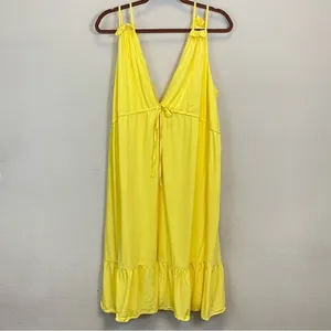 Revolve Majorelle‎ Yellow Tiered Hem Slip Resortwear Sundress Size XL thumbnail 3