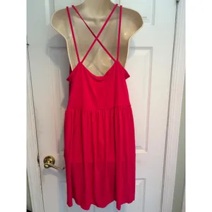 Old Navy Carousel Pink Apron Neck Cross Back Mini Dress XL Minimalist Resort y2k thumbnail 2