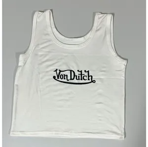 Von Dutch White Black Logo Graphic Tank Top Muscle Tee T-Shirt Size M 🤍 thumbnail 2