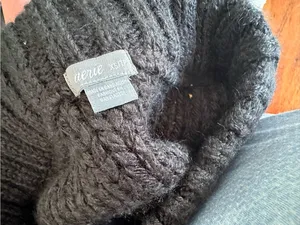 aerie Charcoal Grey or Faded Black Cable Knit Crewneck Sweater thumbnail 3