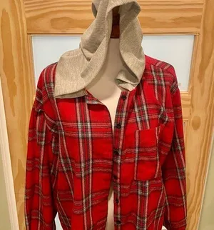 Flannel Jacket With Hood Size XL Red thumbnail 1
