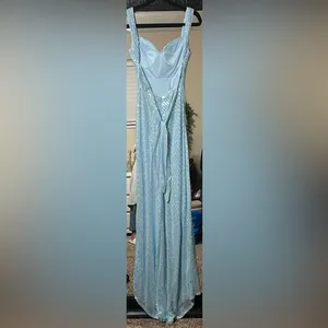 Blue Ruched Sweetheart Maxi Dress for Prom thumbnail 4