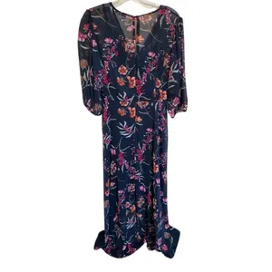 Calvin Klein Navy Blue Floral Chiffon High Low‎ Maxi Dress 4 NWT Wedding Guest thumbnail 12