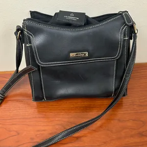Liz Claiborne Black Crossbody Bag with White Stitching-very CLEAN! thumbnail 2