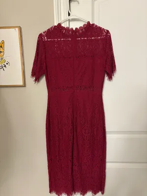 Miami Lace Midi Dress in Deep Red thumbnail 4