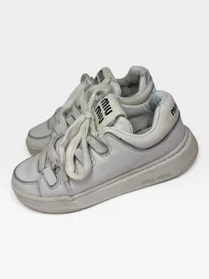 Miu Miu White Leather Logo Low Top Sneakers Made in Italy SIZE 35.5 thumbnail 3