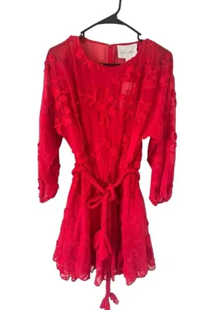 Anthropologie Mare Mare Amal Red Textured Mini Dress NEW thumbnail 5