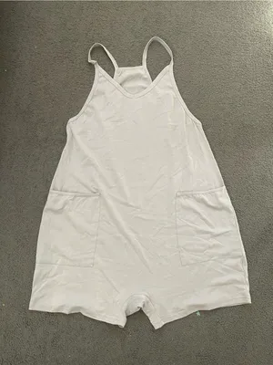 Women's White Pocket Romper - Casual Sleeveless Playsuit thumbnail 1