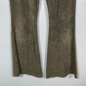Aerie Women M Reg Olive Green Corduroy Ribbed Flare Pants Festival Boho Lounge thumbnail 2