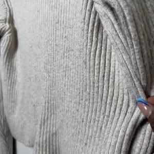 Marine Layer Womens Isla Knit Turtleneck Sweater S Cream Ribbed Donegal‎ Speckle thumbnail 5