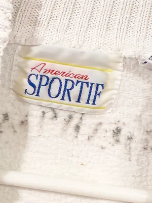 Vintage American Sportif Geometric Shapes White Crewneck Sweatshirt Size Small thumbnail 3