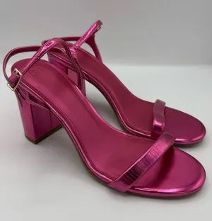 Nordstrom BP Metallic Pink Block Heel Sandals size 10 party event prom‎ gala thumbnail 1