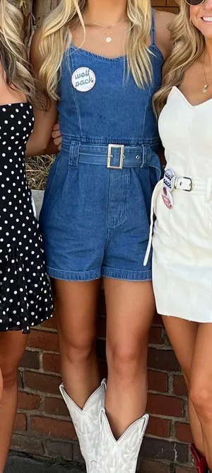 Denim Belted Romper thumbnail 1