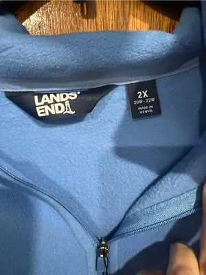 Lands' End Sky Blue Quarter-Zip Fleece Pullover thumbnail 3