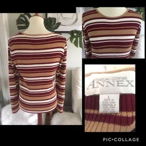 Casual Corner Annex Women’s Striped Lightweight Sweater Size Large thumbnail 5