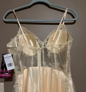 Blondie Nites Womens Yellow Mesh Corset Bodice Dress thumbnail 6