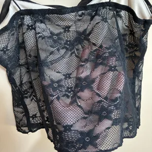 Unbranded Floral Lace Camisole Tank Top Small Black Womens Sheer Bow Detail thumbnail 6