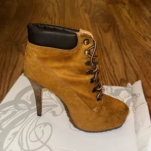 Women's Tan Suede Lace-Up Ankle Bootie thumbnail 3