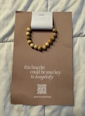 NWT Erica Weir Wellness Beaded Bracelet Unisex Wooden New Longevity thumbnail 1