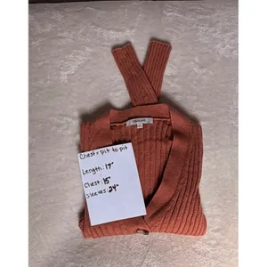 Madewell Brenville Crop Cardigan Sweater XS Rust Ribbed Wool Blend V-Neck Button thumbnail 3