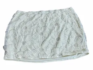 SHEIN Women’s Elegant Light Yellow Floral Lace Skirt With Sequins thumbnail 1