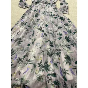 Ivy City Co Sweet Caroline Floral Maxi Dress Size M Lavender Wrap Smocked Sleeve thumbnail 16