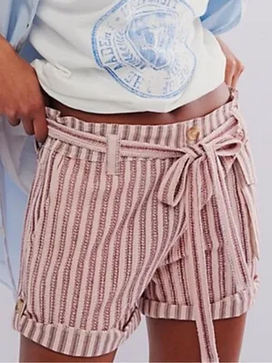 FREE PEOPLE Fp One Harriet Striped Shorts in Mauve thumbnail 1