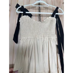 NWT Lulus Bembe Beige Tie-Strap Tiered Maxi Dress Coquette Holiday Resort Sz S thumbnail 5