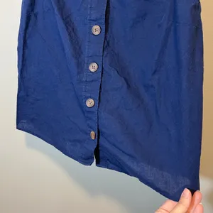 J. Crew Navy Blue Linen Cotton Blend Button Front Sleeveless Top Small thumbnail 3