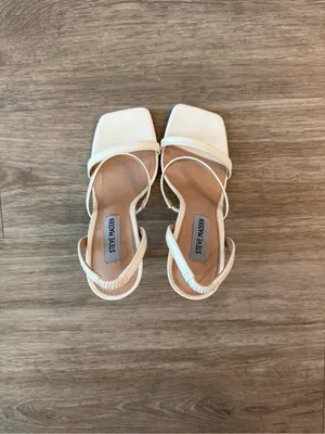 Steve Madden White Slingback High Heel Sandals in Grade White, Size 5.5 thumbnail 6