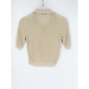 Madewell Short Sleeve Knit Polo Women's Size S Cream Quiet Luxury thumbnail 3