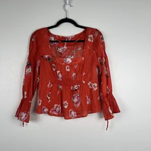 Free People Cherish The‎ Light Floral Blouse Sz S thumbnail 4
