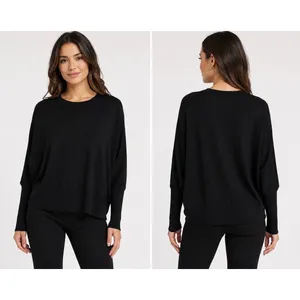 NWT Karen Kane Black Rosy Rebel Dolman Sleeve Sweater Sz S Relaxed Fit Crew Neck thumbnail 2