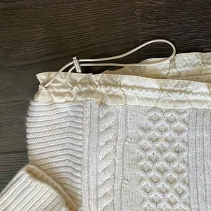Banana Republic Cream Sweater Crew Neck Drawstring Hem Casual Size S thumbnail 3