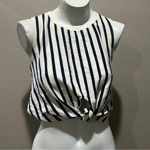 Zara Women's Striped Knotted Crop Tank Top Multicolor Size S thumbnail 6