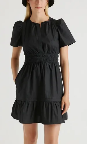 Quince Women’s Organic Cotton Poplin Tiered Mini Dress Black Size M thumbnail 1