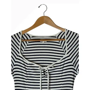 Aerie Maxi Dress Women Small Blue White Stripe Tie Front Long Sleeve Coastal thumbnail 4