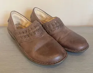 UGG Anila Wool Lined Leather Brown Clog‎ Slip On Shoes Brown Comfort 7 thumbnail 1