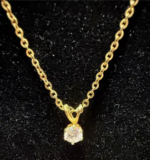 Source Unknown Gold Chain Necklace with Clear Stone Pendant thumbnail 1