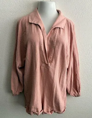 Free People Blush Oversized Cotton Romper XS thumbnail 1