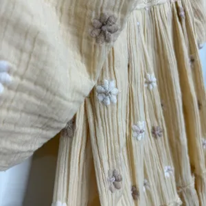Free People Dahlia Embroidered Maxi Dress Sand Gauzy Smocked Size Small Cotton thumbnail 8