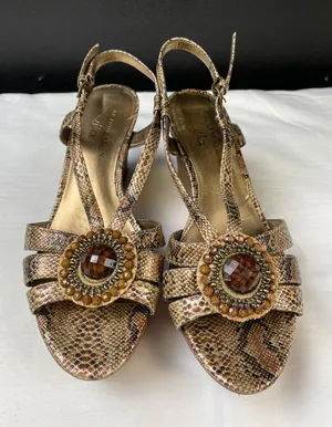 Anne Klein Women's Gold Shoes/Sandal/Wedge Heel 3.25" Size 7.5 SKU 3500 thumbnail 1