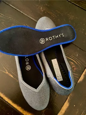 Rothy's Navy and White Knit Ballet Flats with Blue Trim thumbnail 3