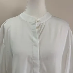 AllSaints Percy Pleated Tail Relaxed Fit Shirt White Band Collar Women US 8 thumbnail 10